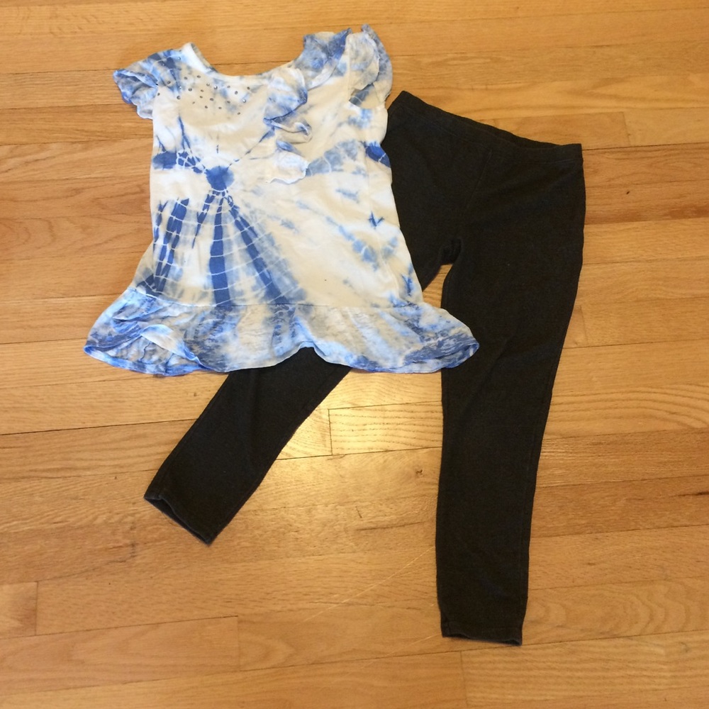 Justice Tie-Dye Top with Blue Leggings